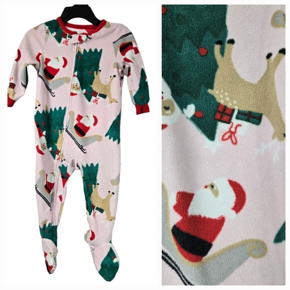 Carter's Baby Girl 12M Sleep & Play Holiday Santa Footie One-Piece Pajama PJs